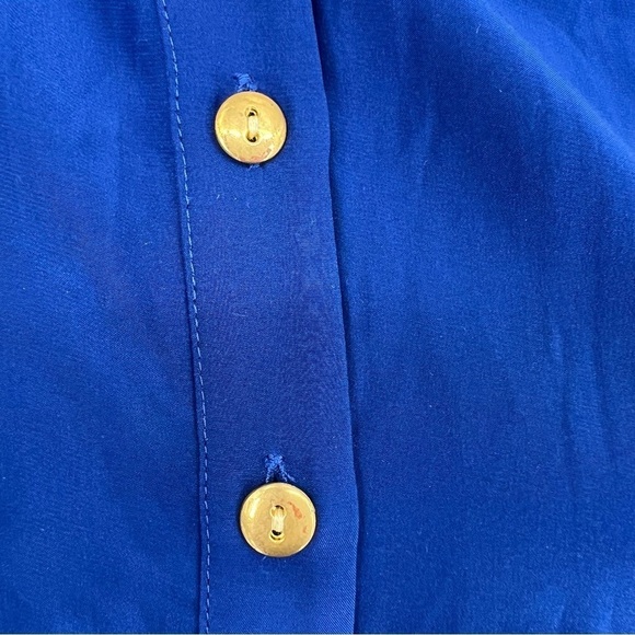 Amanda‎ Uprichard Cobalt Blue Button Front silk Dress - Picture 11 of 14